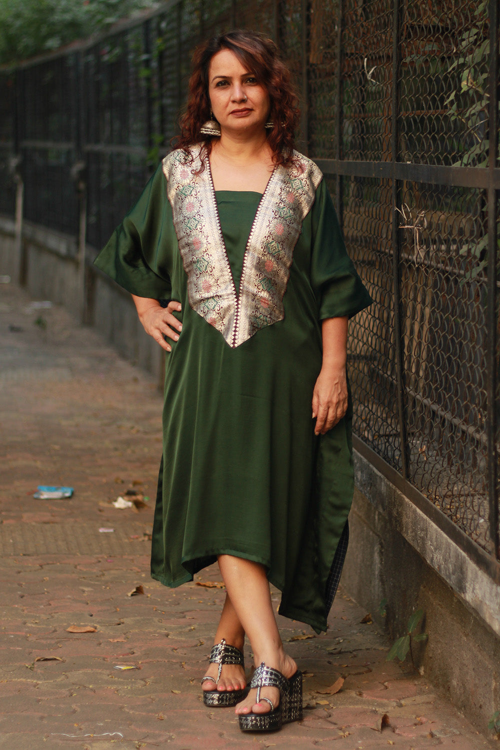 Banarasi Sitaara | Modal Silk Kaftan | Green – Spoil Me Silly by