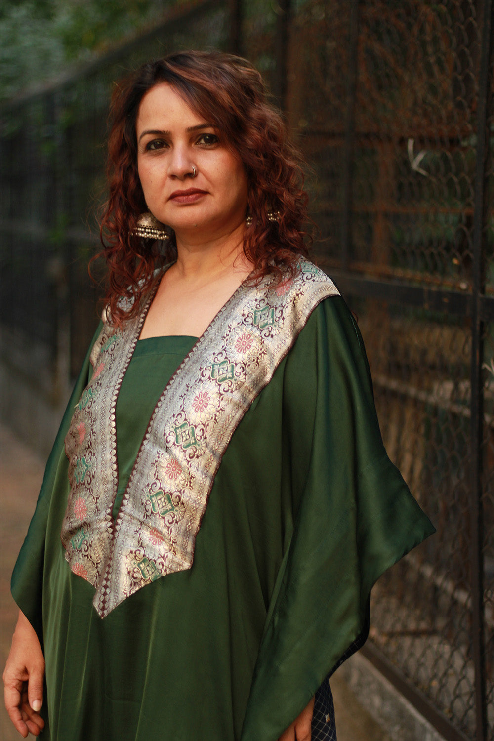 Banarasi Sitaara | Modal Silk Kaftan | Green