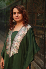 Banarasi Sitaara | Modal Silk Kaftan | Green