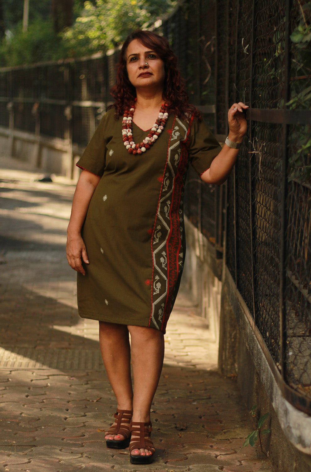 Cherry Fig | Short Dress | Olive Green