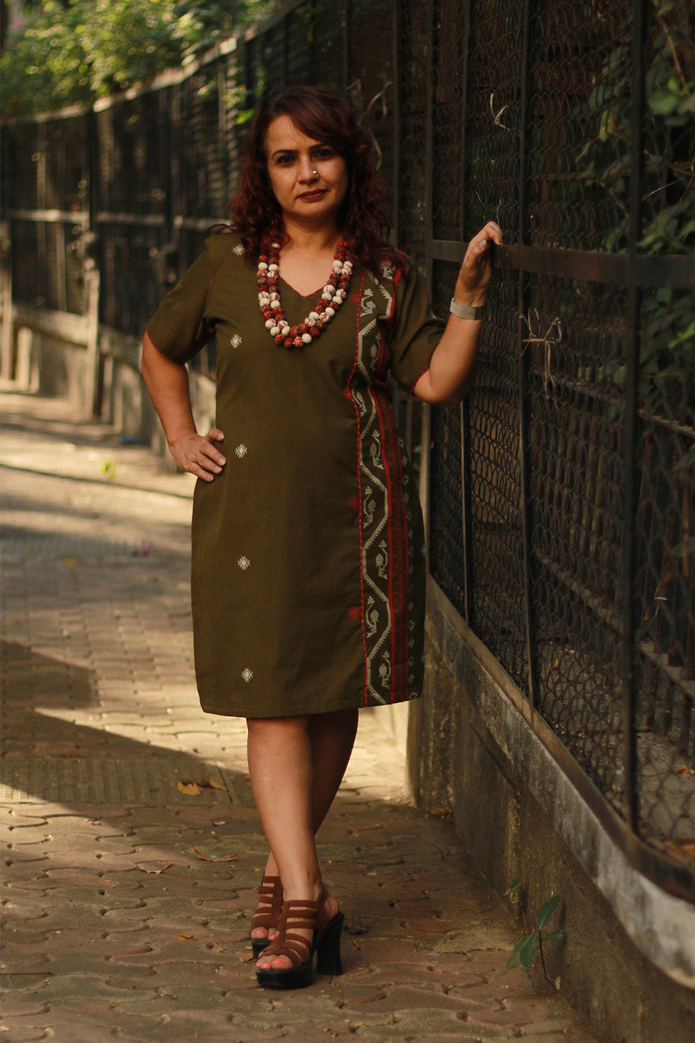 Cherry Fig | Short Dress | Olive Green