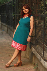 Cherry Fig | Sleeveless Short Dress | Teal