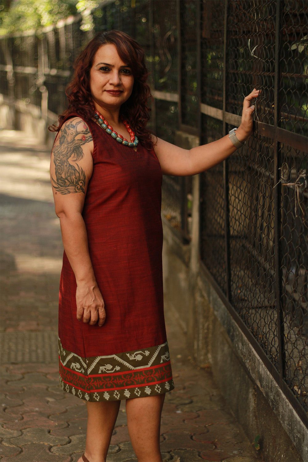 Cherry Fig | Sleeveless Short Dress | Maroon