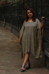 Sitaara | Modal Silk Kaftan | Black & White Checks