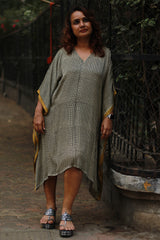 Sitaara | Modal Silk Kaftan | Black & White Checks