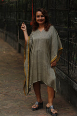 Sitaara | Modal Silk Kaftan | Black & White Checks