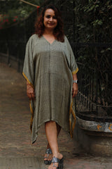 Sitaara | Modal Silk Kaftan | Black & White Checks