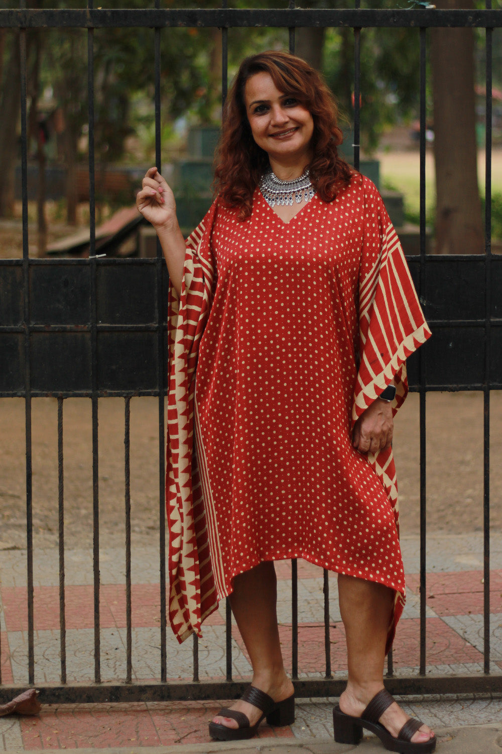 Sitaara | Modal Silk Kaftan | Rouge Polka