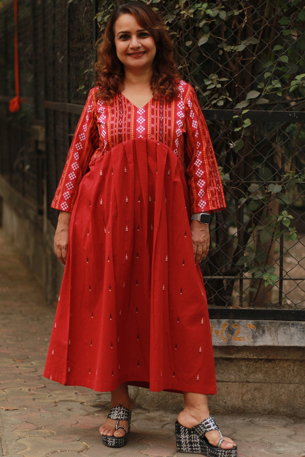 Maya | Long Dress | Rouge Ikkat