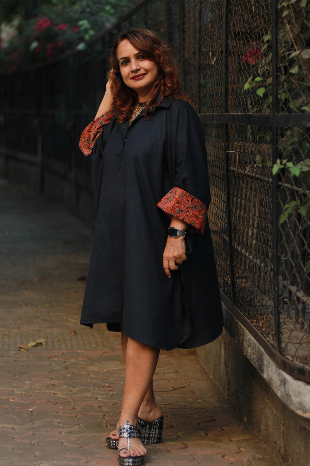 Sagarika | Cotton Kaftan Dress | Ink Blue