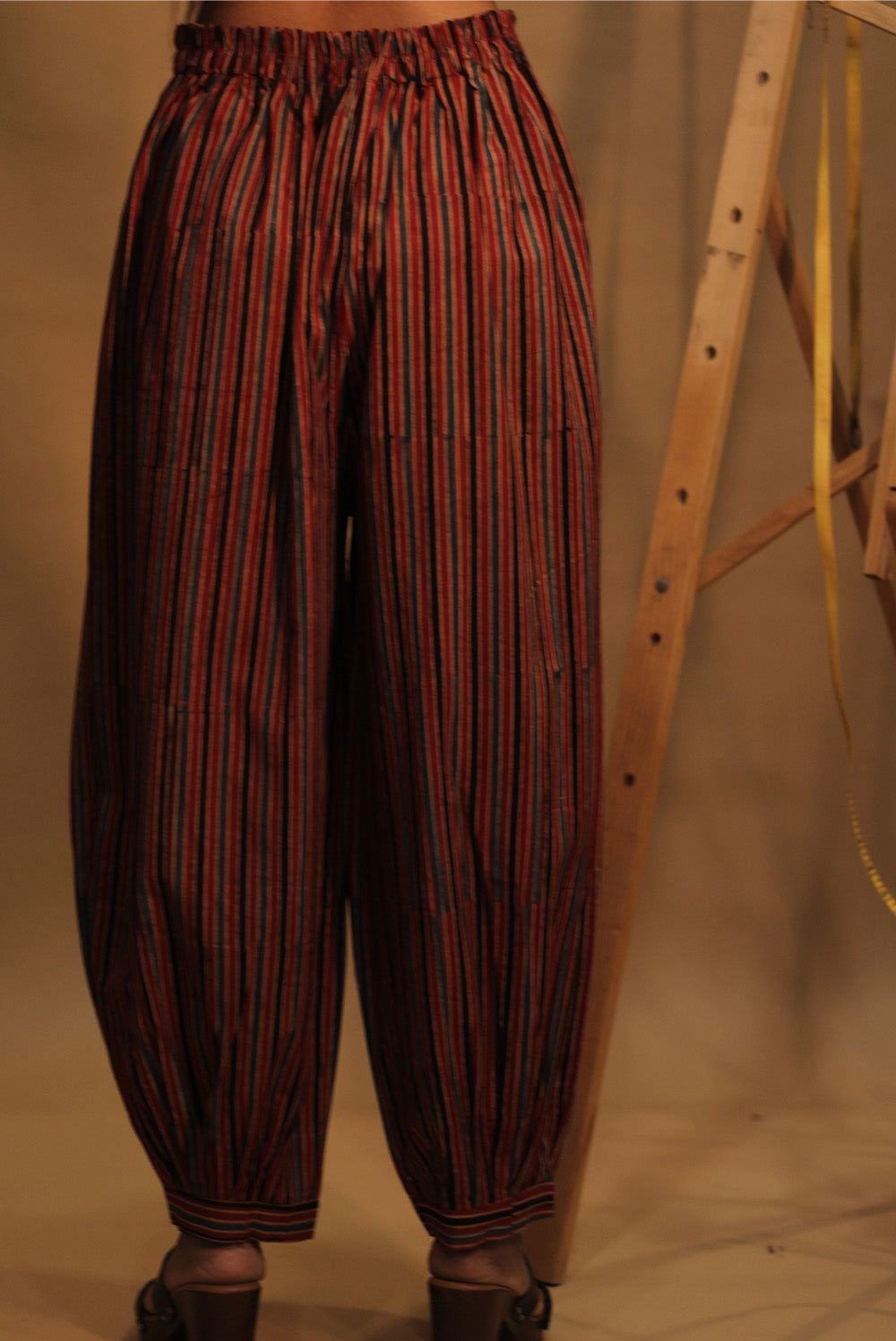 Suhaira | Harem Pants | Red Stripes Ajrakh