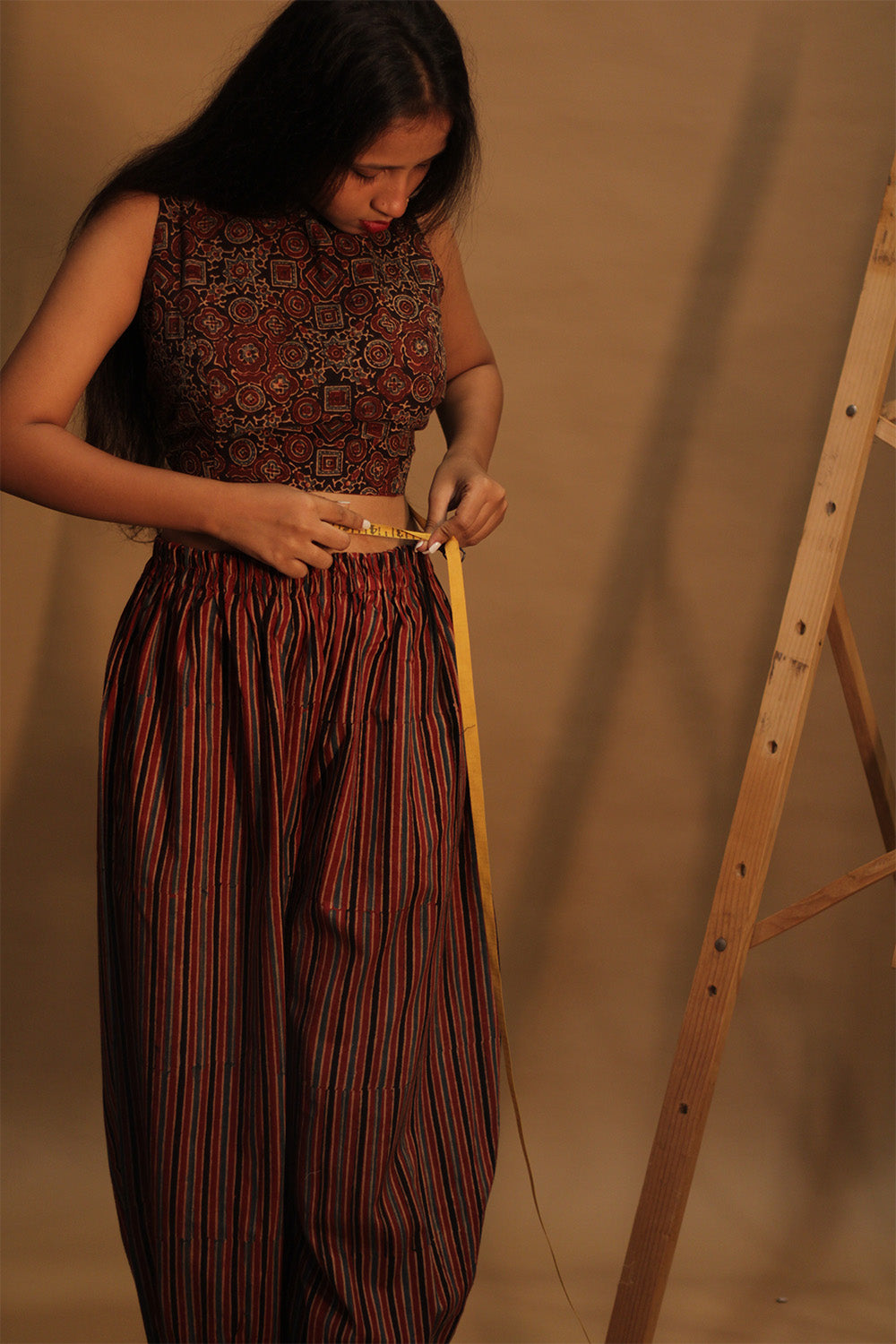 Suhaira | Harem Pants | Red Stripes Ajrakh