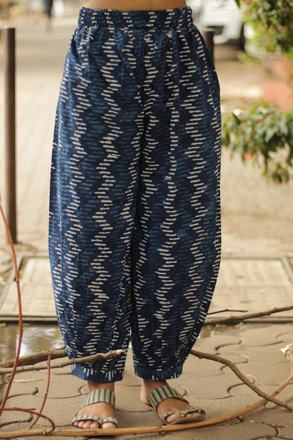 Harem Pants in Indigo Zig-Zag