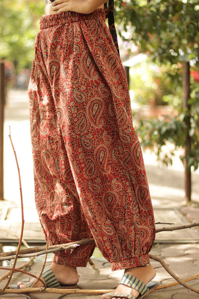 Harem Pants in Ajrakh Madder Kairi