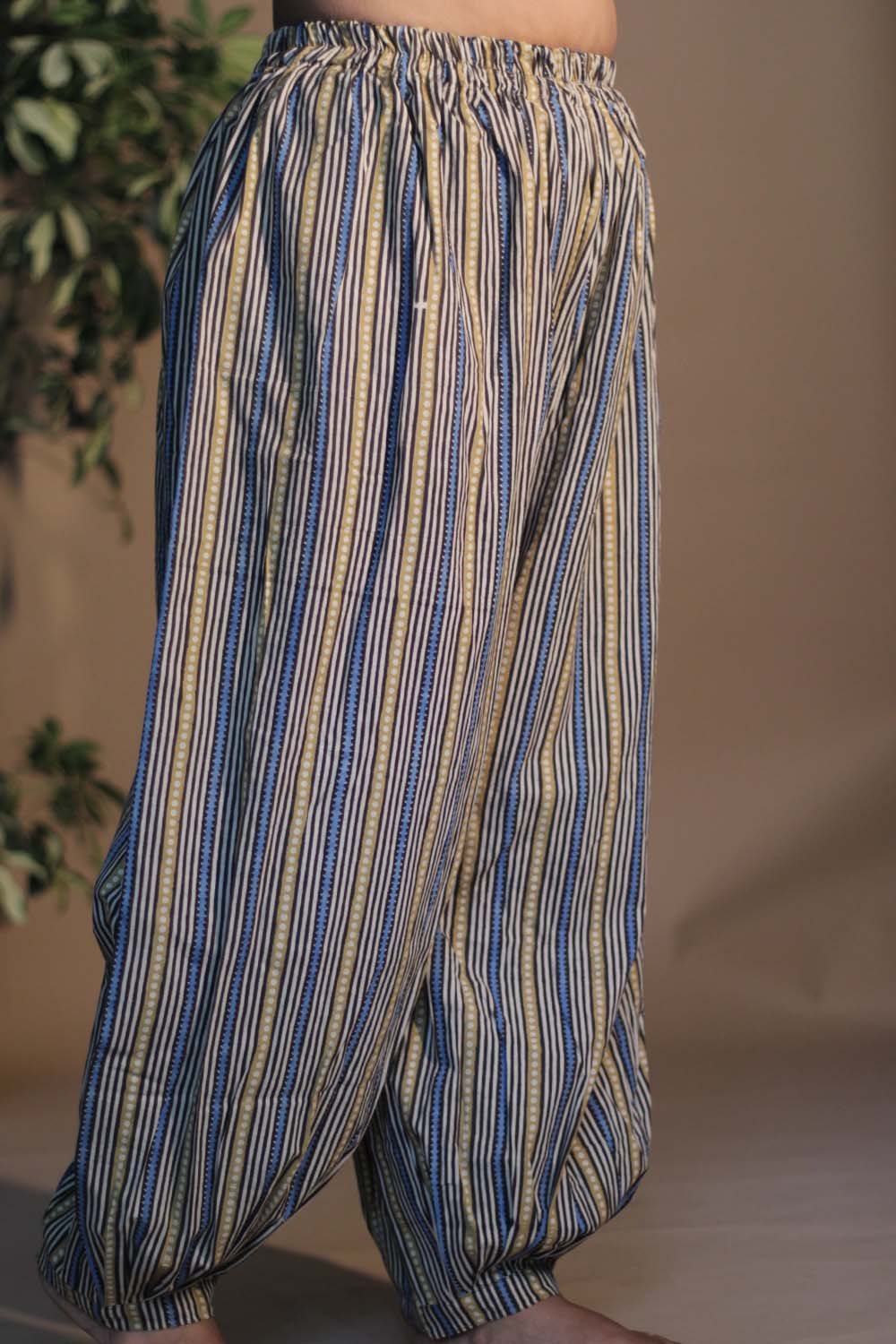 Suhaira | Harem Pants | Blue Stripes Bagru