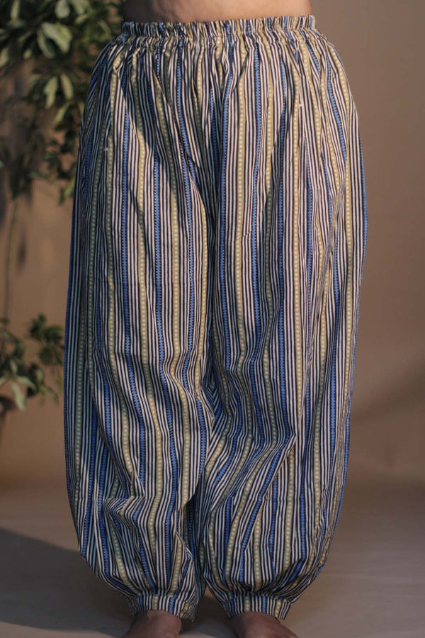 Suhaira | Harem Pants | Blue Stripes Bagru