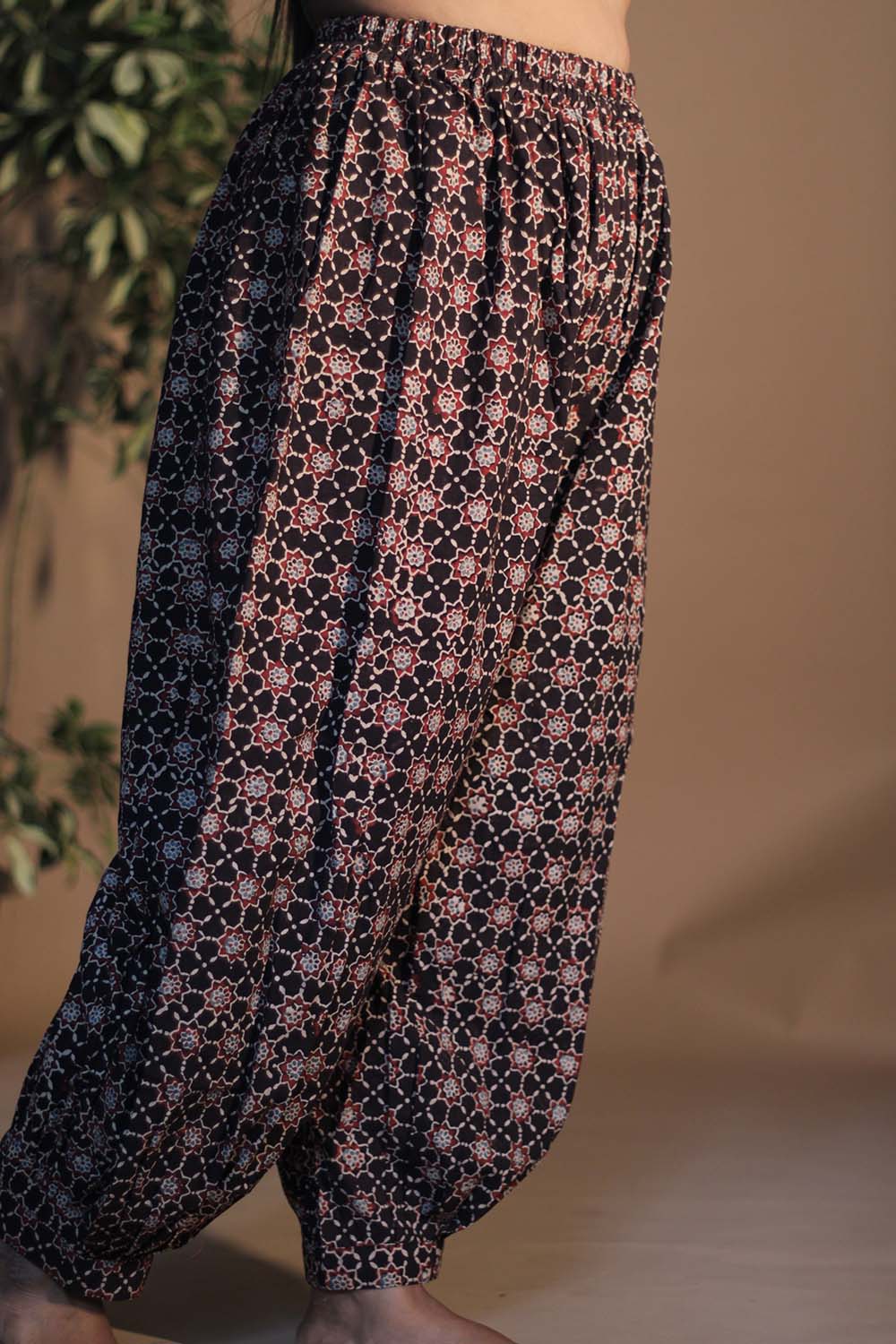 Suhaira | Harem Pants | Noir Ajrakh Trellis