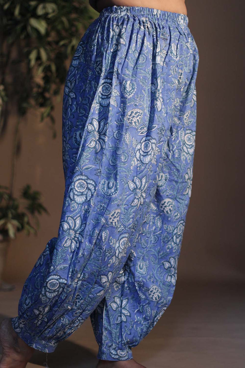 Suhaira | Harem Pants | Blue Floral Sanganeri