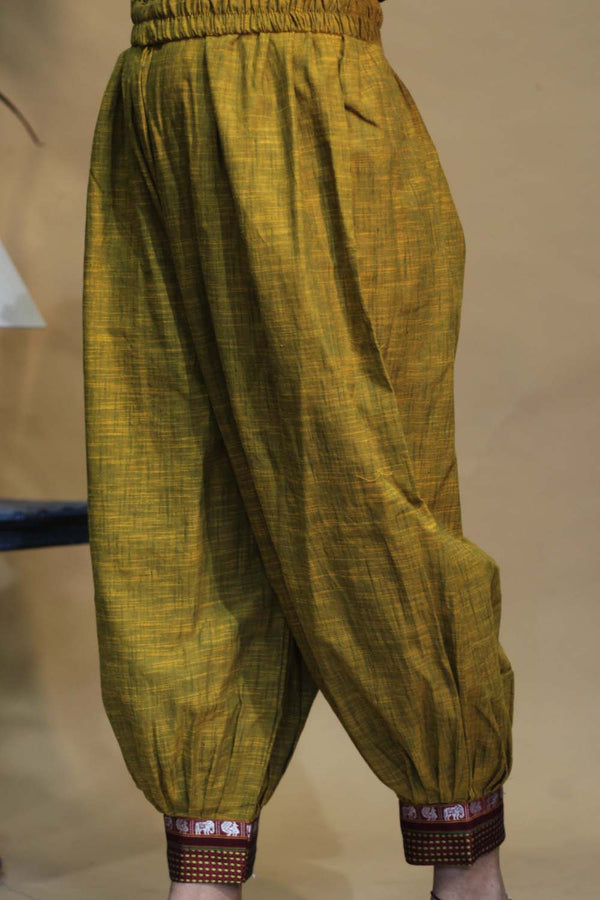 Ratnavali | Harem Pants | Mustard with Chocolate Khunn
