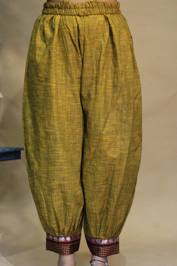 Ratnavali | Harem Pants | Mustard with Chocolate Khunn