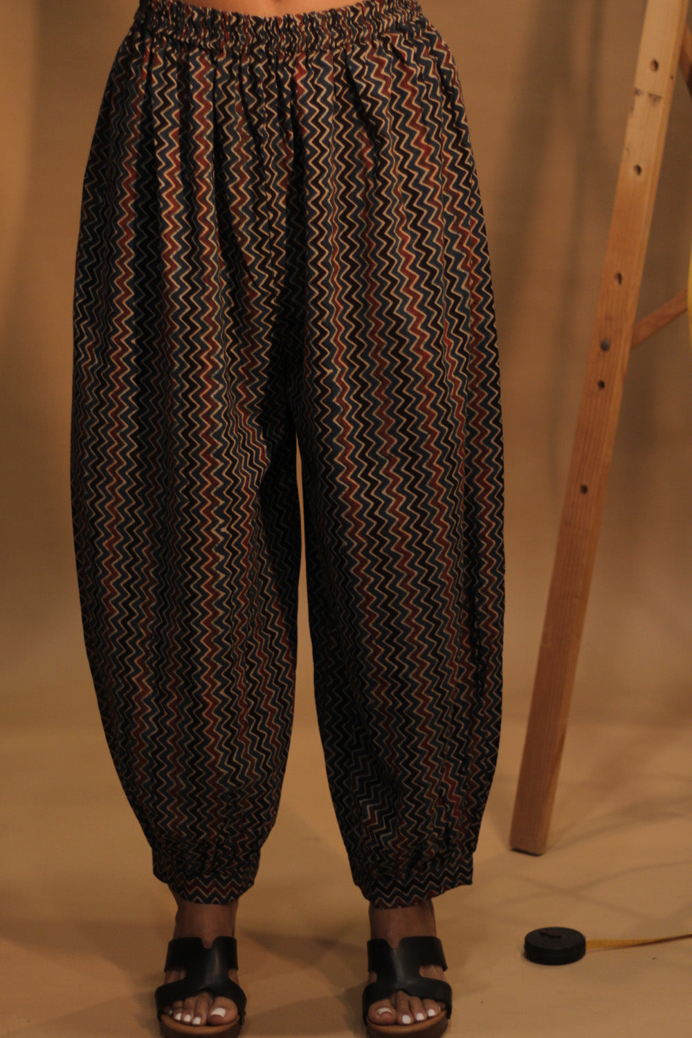 Suhaira | Harem Pants | Blue Red Chevron Ajrakh