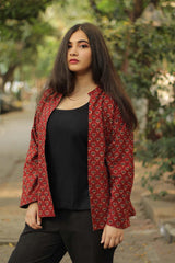 Dohra | Reversible Jacket | Ajrakh Rust Lotus / Noir Floral