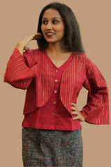 Tunisa | Short Shrug | Rouge Zari stripes