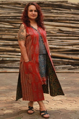 Dohra | Reversible Jacket | Rust Cypress /  Green Floral Ajrakh