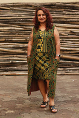 Dohra | Reversible Jacket | Rust Cypress /  Green Floral Ajrakh