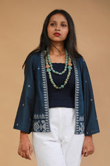 Raahat | Summer Jacket | Jamdani | Deep Blue