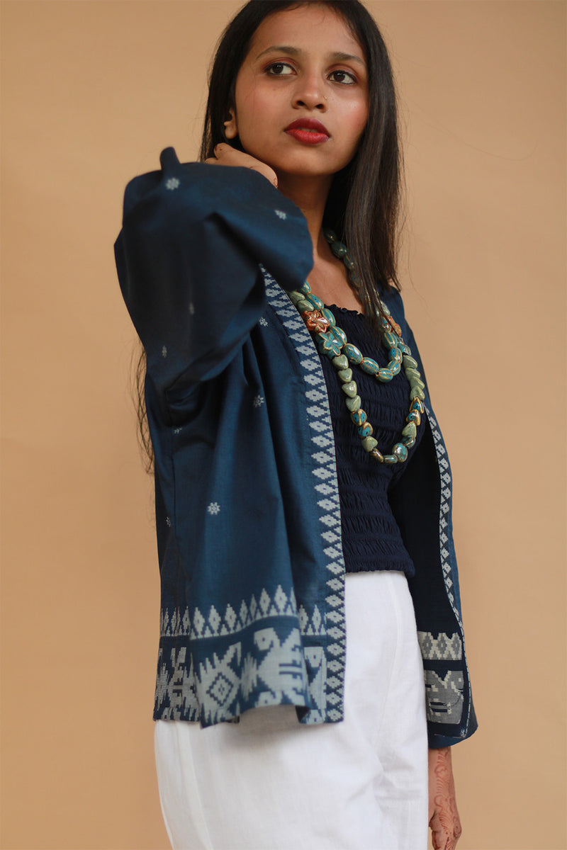 Raahat | Summer Jacket | Jamdani | Deep Blue