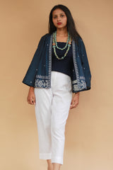 Raahat | Summer Jacket | Jamdani | Deep Blue