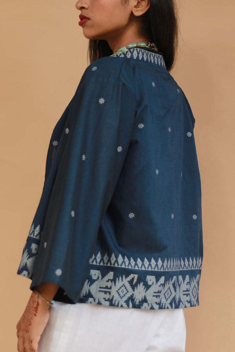 Raahat | Summer Jacket | Jamdani | Deep Blue