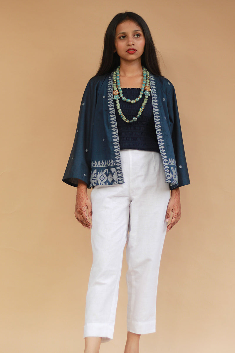 Raahat | Summer Jacket | Jamdani | Deep Blue