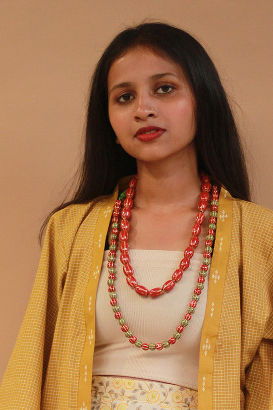 Necklace | Green & Red Ceramic Beads