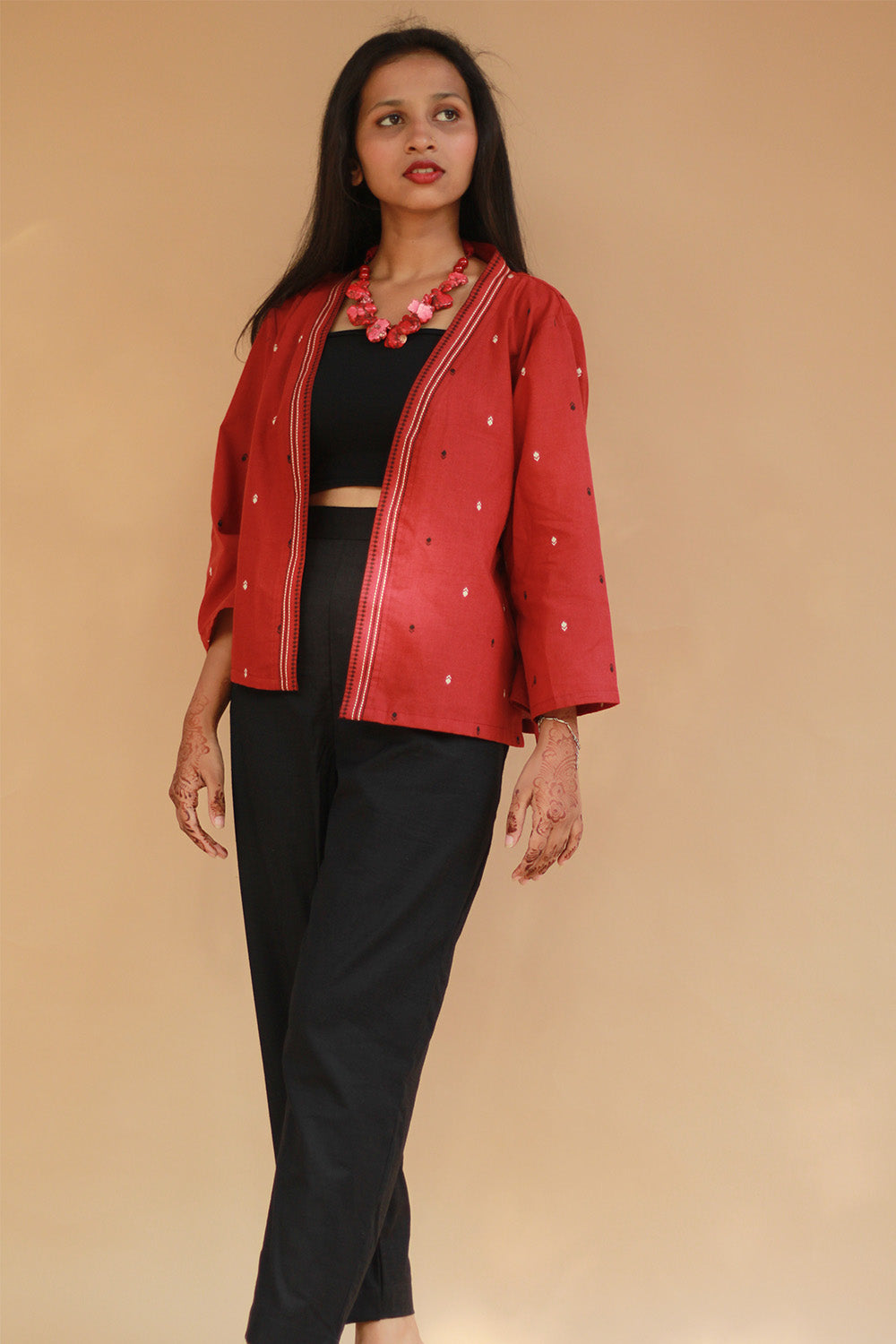 Raahat | Light Jacket | South Cotton | Cherry