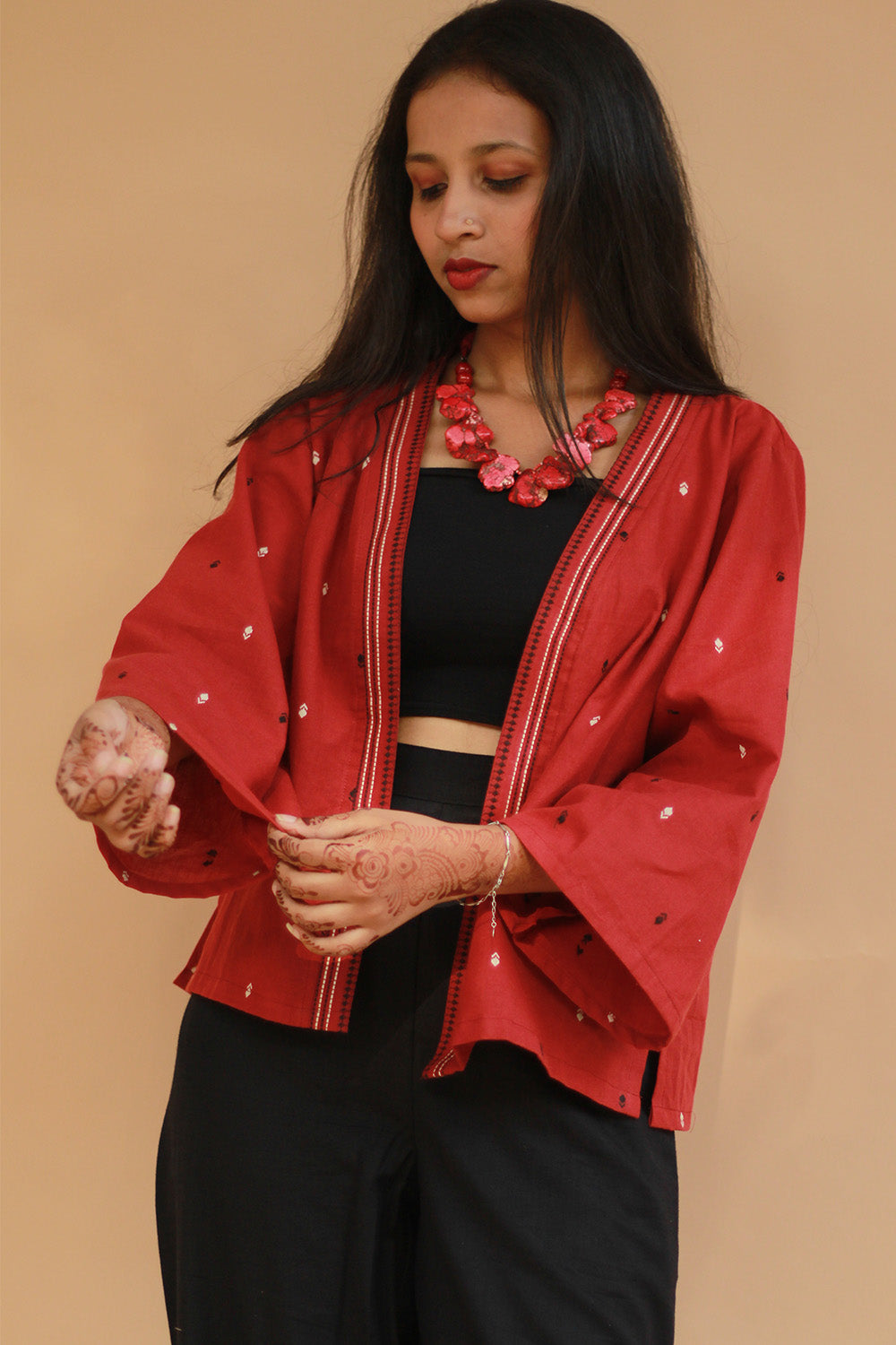 Raahat | Light Jacket | South Cotton | Cherry