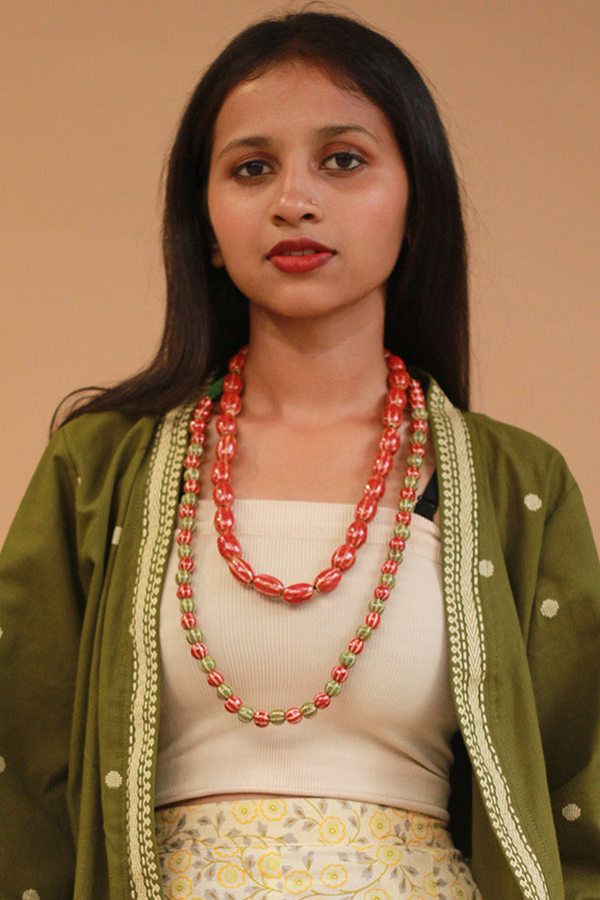 Necklace | Green & Red Ceramic Beads