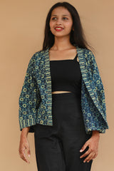 Raahat | Summer Jacket | Ajrakh | Sea Green