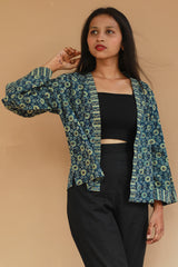Raahat | Summer Jacket | Ajrakh | Sea Green