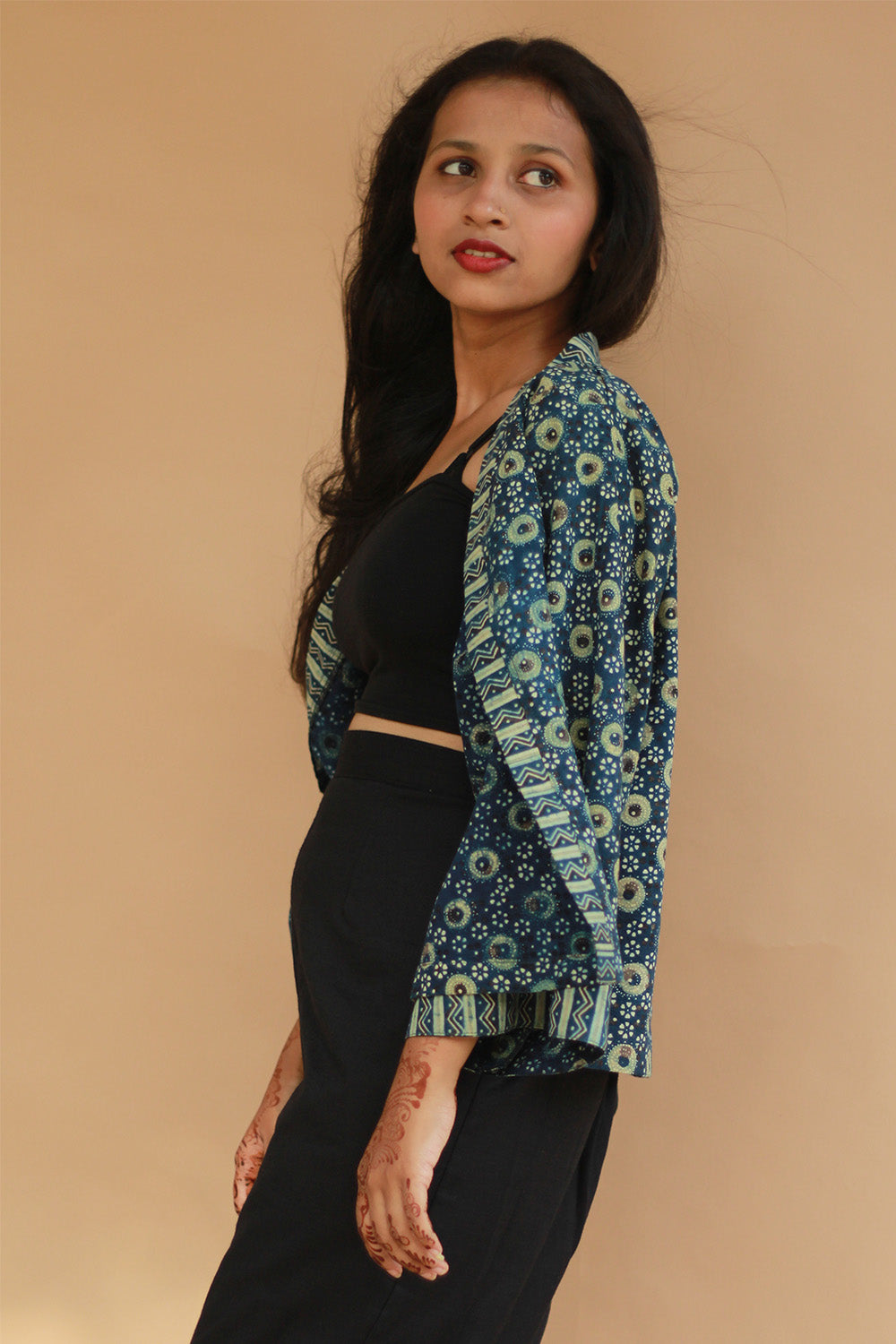 Raahat | Light Jacket | Ajrakh | Sea Green
