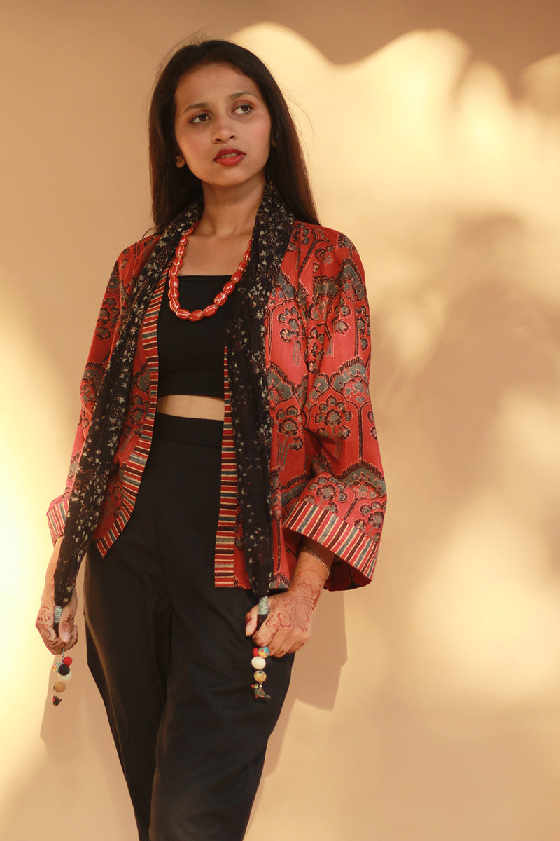 Raahat | Summer Jacket | Ajrakh | Madder