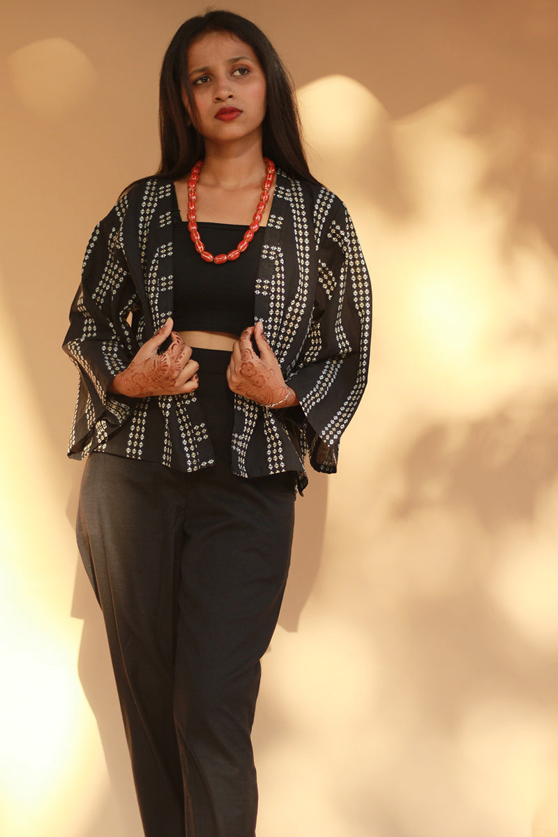Raahat | Summer Jacket | South Cotton | Noir with White