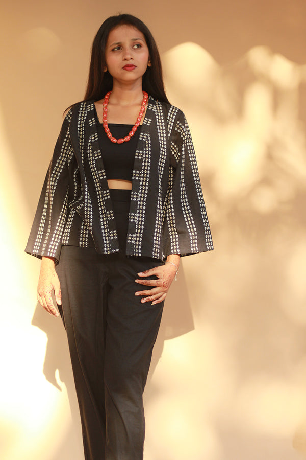 Raahat | Summer Jacket | South Cotton | Noir with White