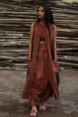 Dohra | Reversible Jacket | Rust Stripes / Blue Universe Ajrakh