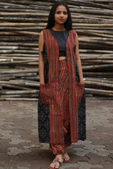 Dohra | Reversible Jacket | Rust Stripes / Blue Universe Ajrakh