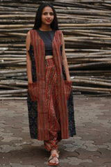 Dohra | Reversible Jacket | Rust Stripes / Blue Universe Ajrakh