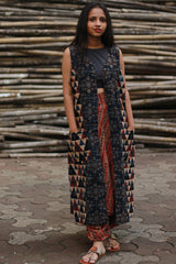 Dohra | Reversible Jacket | Rust Stripes / Blue Universe Ajrakh