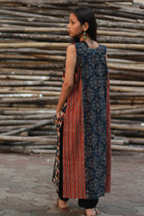 Dohra | Reversible Jacket | Rust Stripes / Blue Universe Ajrakh