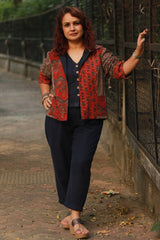 Dohra | Reversible Jacket | Madder Ajrakh  /  Simply Blue with Ajrakh